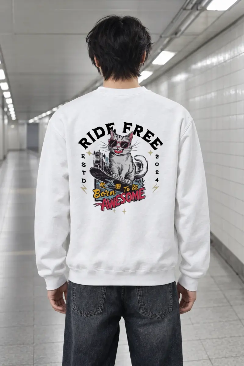 "Ride Free Cat" Heavy Blend Unisex Crewneck Sweatshirt