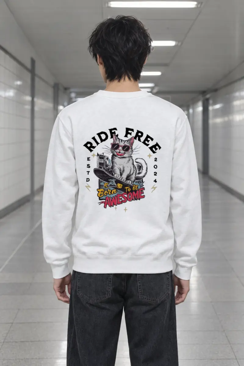 "Ride Free Cat" Heavy Blend Unisex Crewneck Sweatshirt