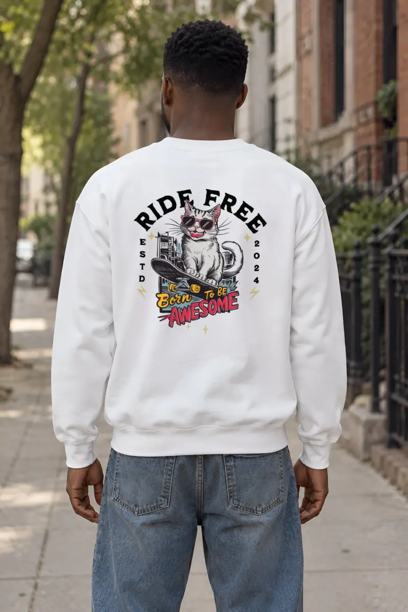 "Ride Free Cat" Heavy Blend Unisex Crewneck Sweatshirt