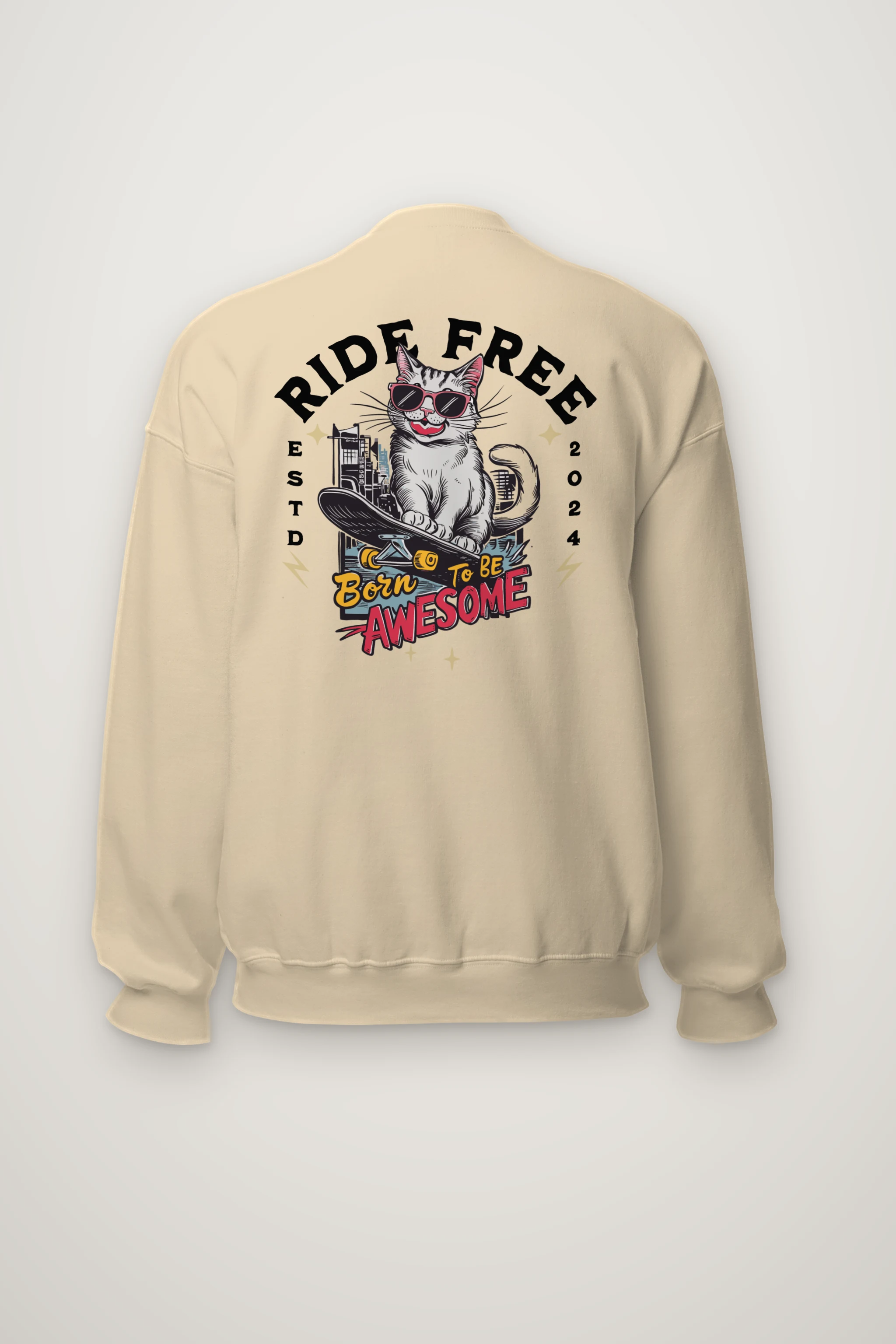 "Ride Free Cat" Heavy Blend Unisex Crewneck Sweatshirt