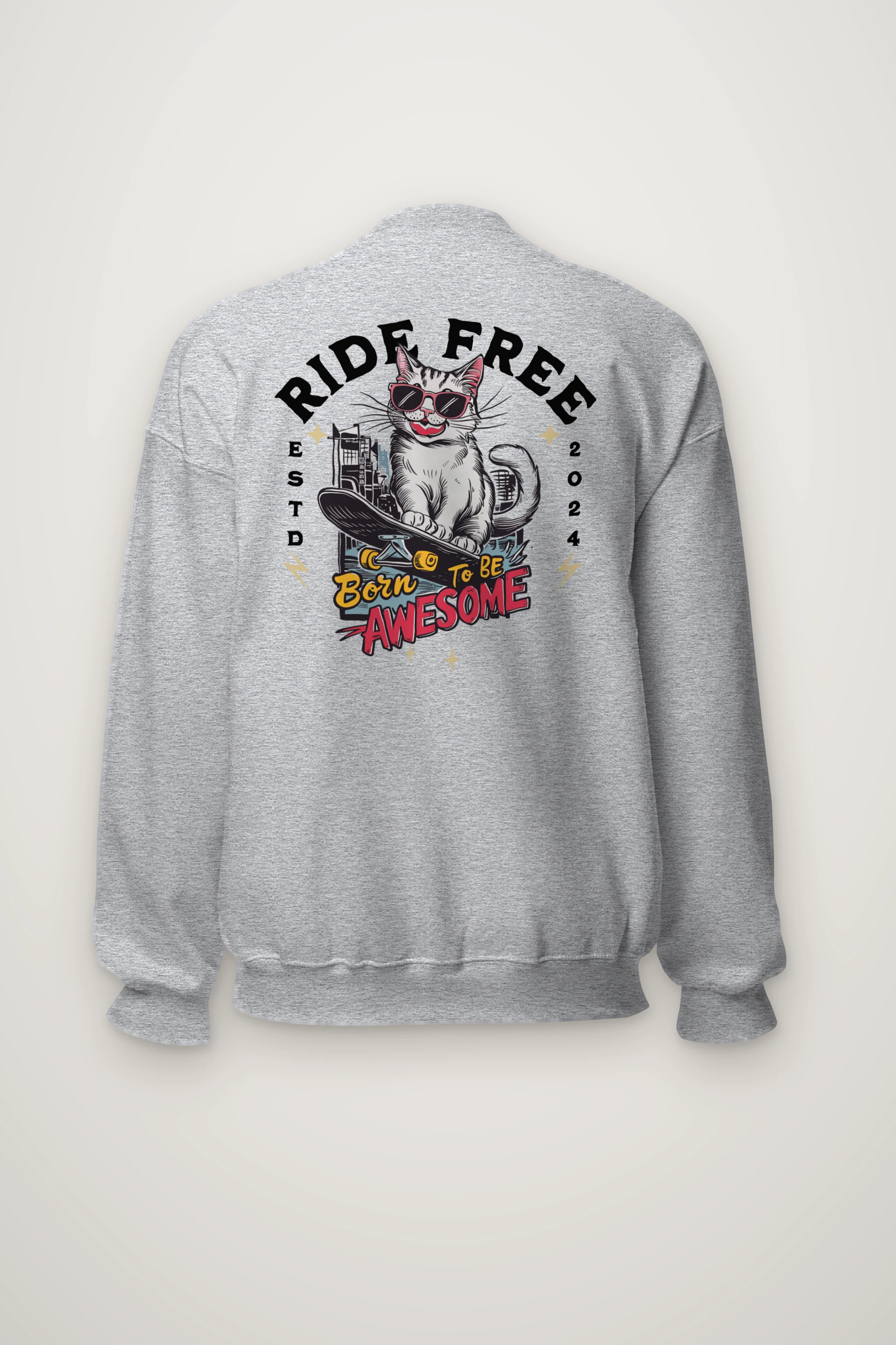 "Ride Free Cat" Heavy Blend Unisex Crewneck Sweatshirt