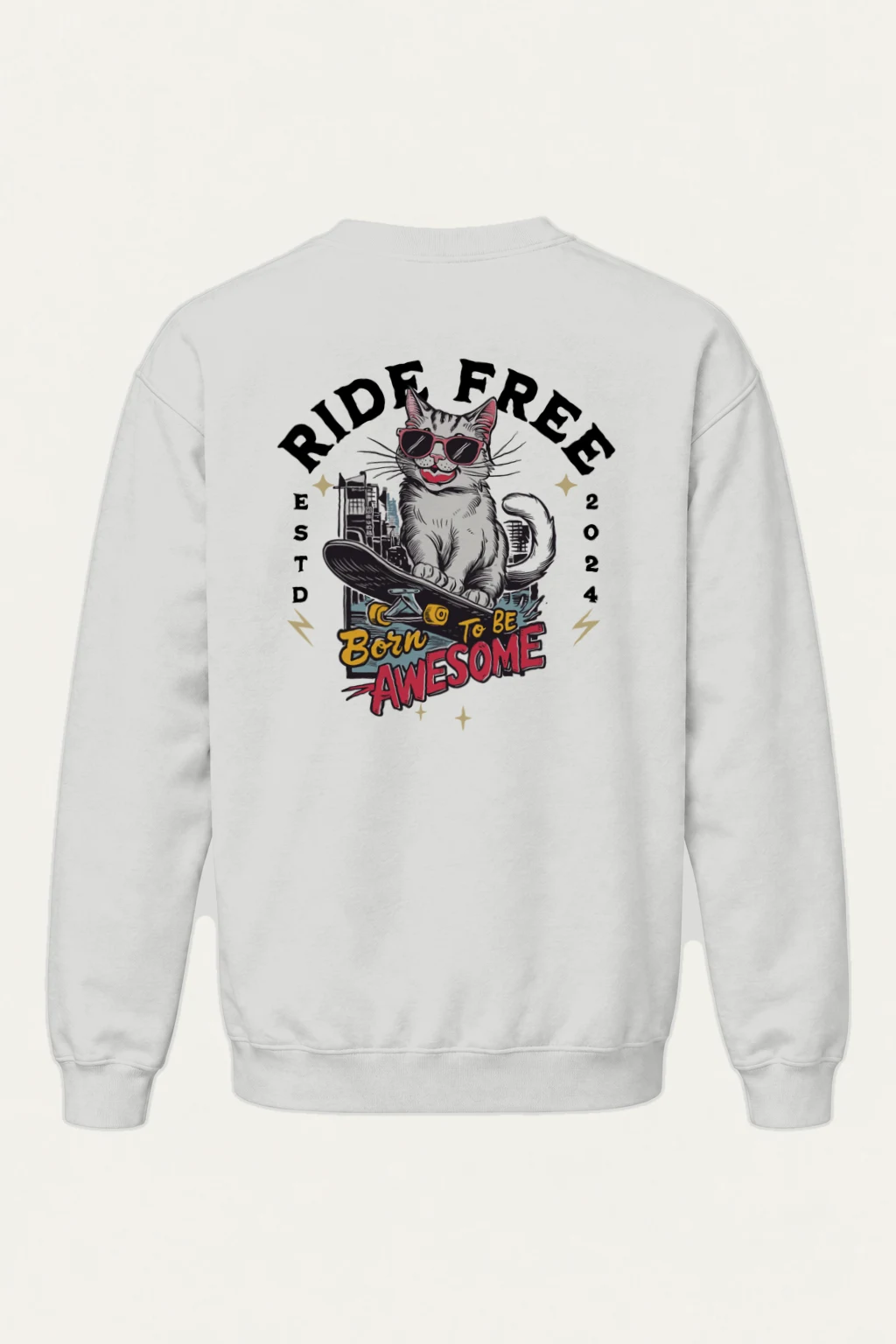 "Ride Free Cat" Heavy Blend Unisex Crewneck Sweatshirt | Gildan 18000