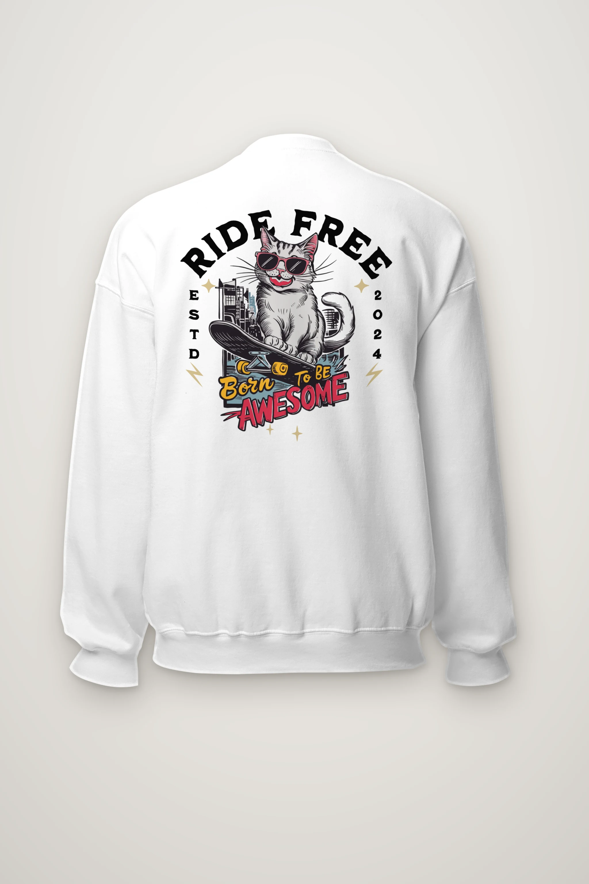 "Ride Free Cat" Heavy Blend Unisex Crewneck Sweatshirt