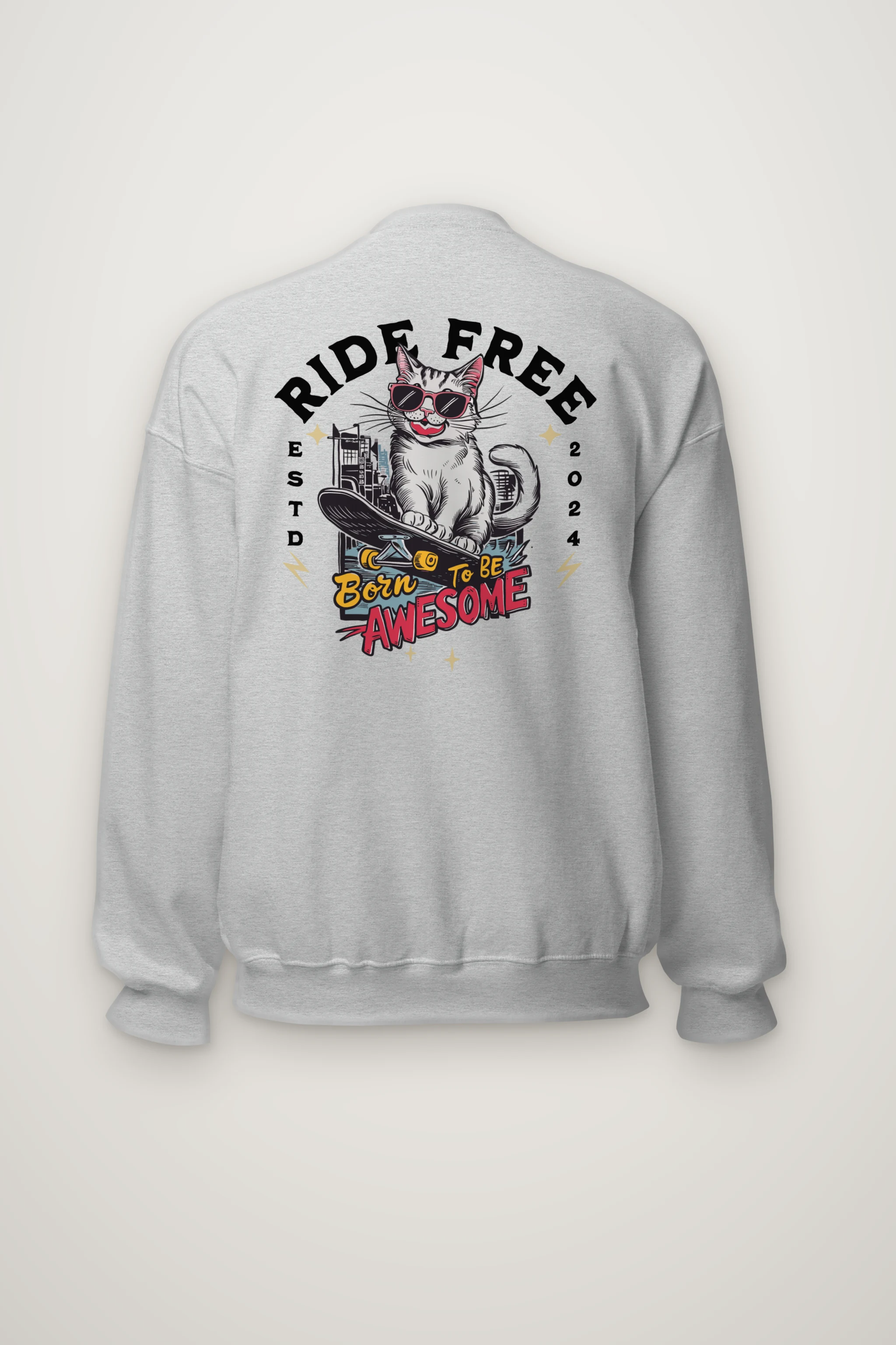 "Ride Free Cat" Heavy Blend Unisex Crewneck Sweatshirt