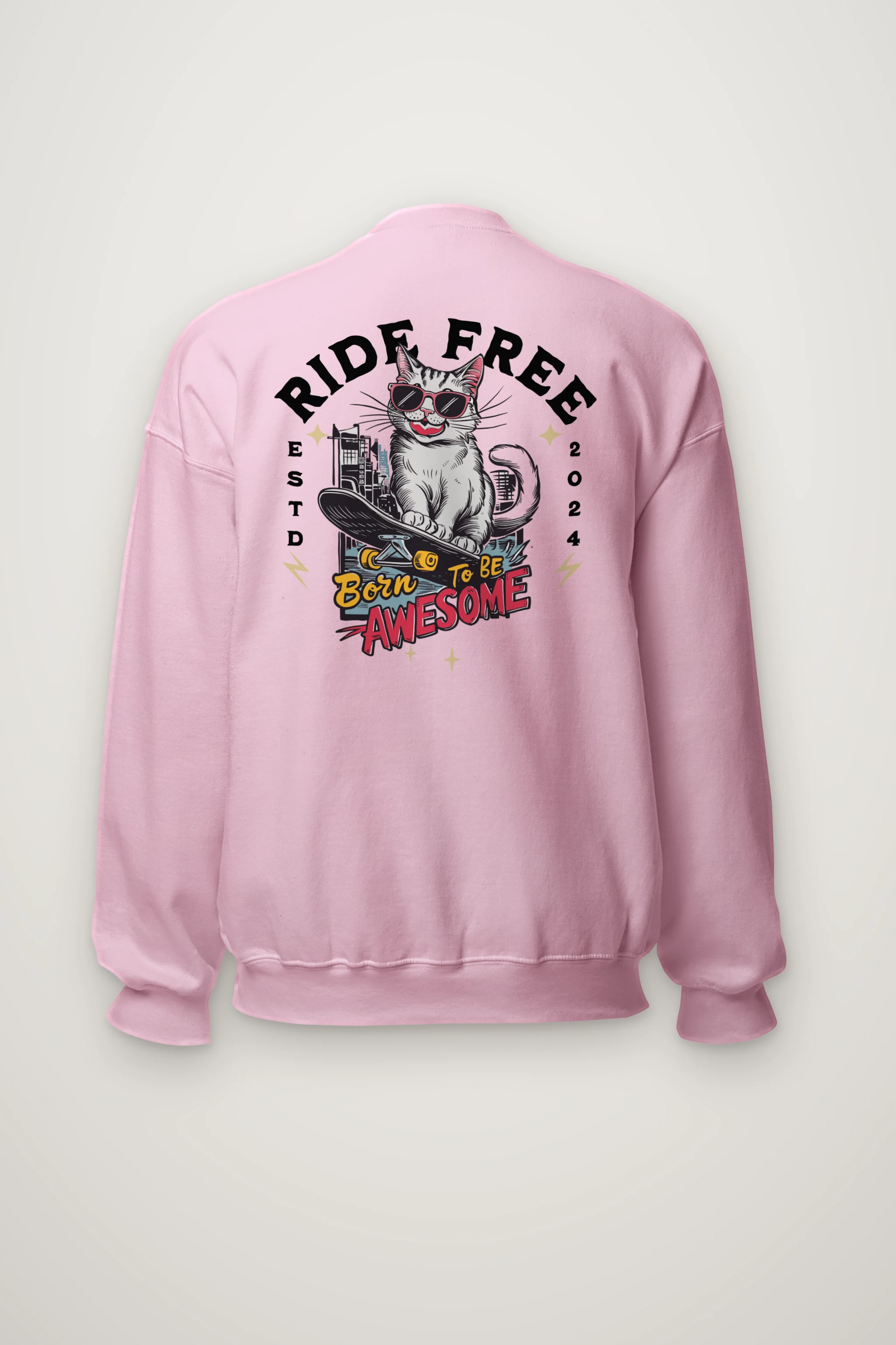 "Ride Free Cat" Heavy Blend Unisex Crewneck Sweatshirt