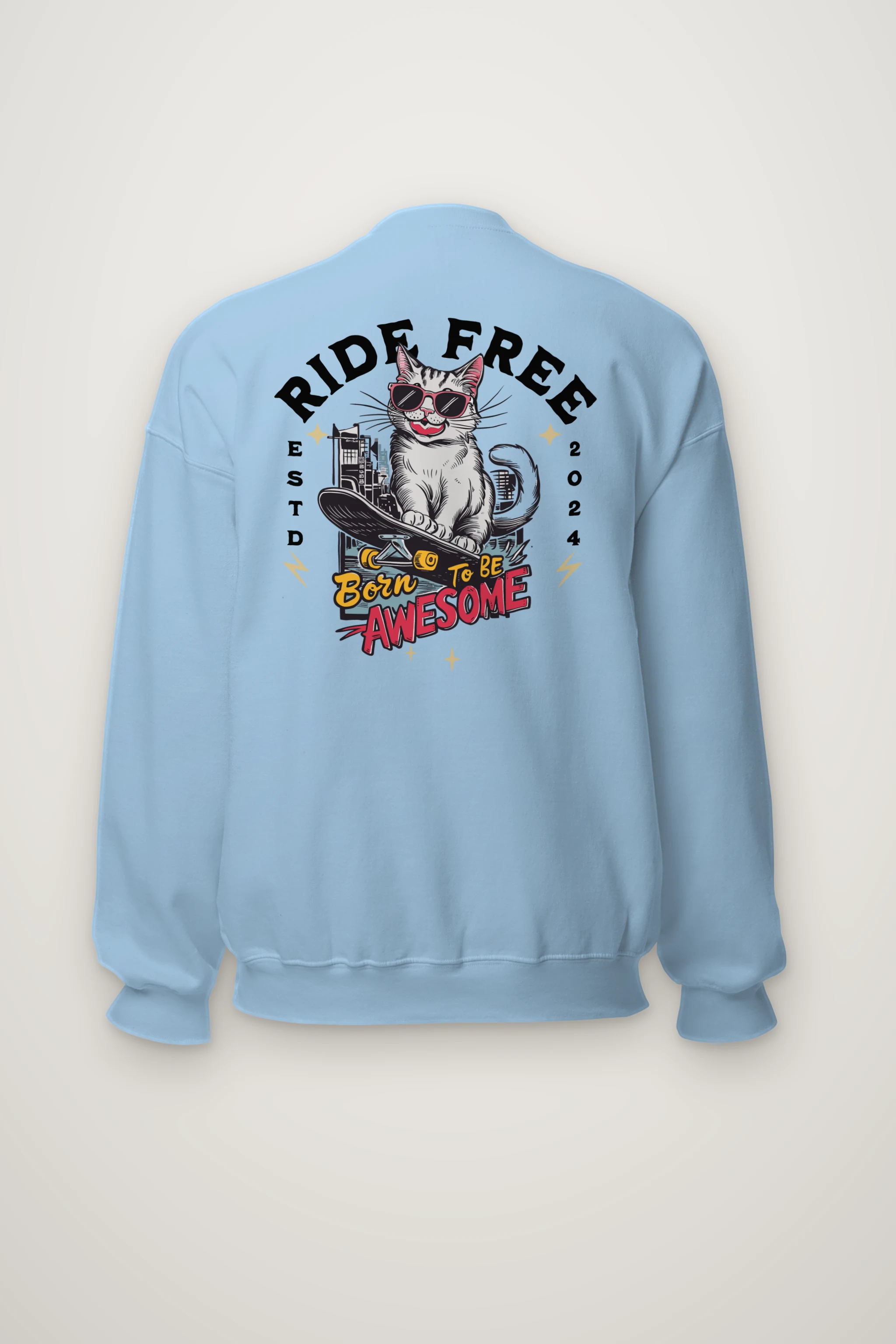 "Ride Free Cat" Heavy Blend Unisex Crewneck Sweatshirt