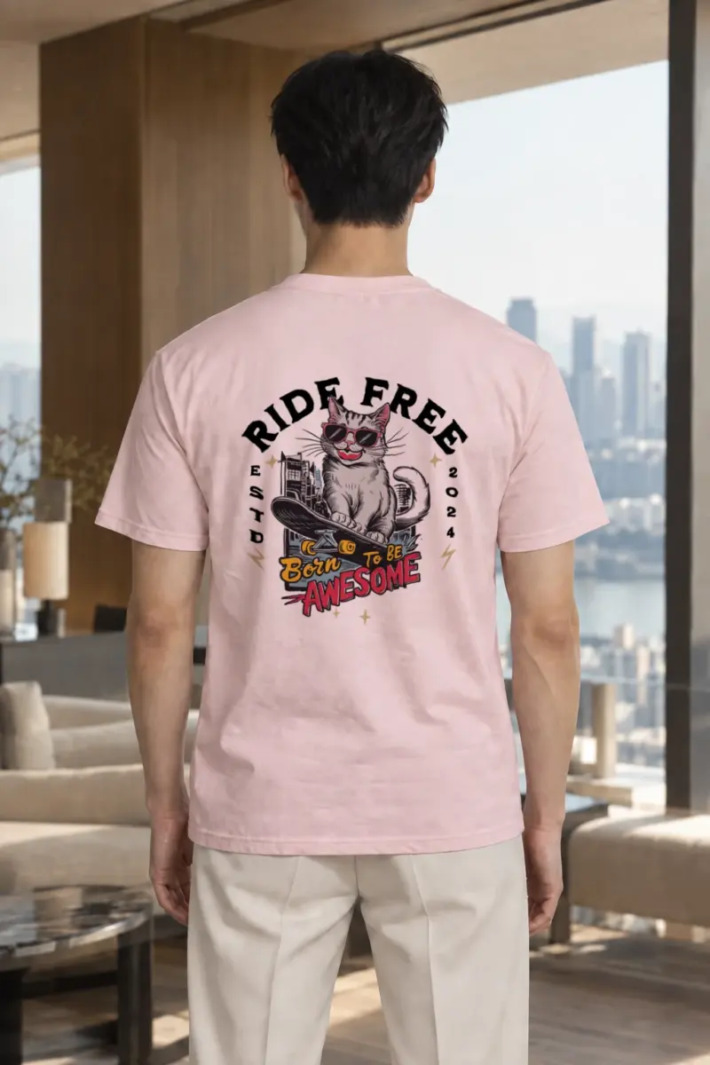 "Ride Free Cat" Heavyweight Unisex Crewneck T-shirt | Gildan 5000