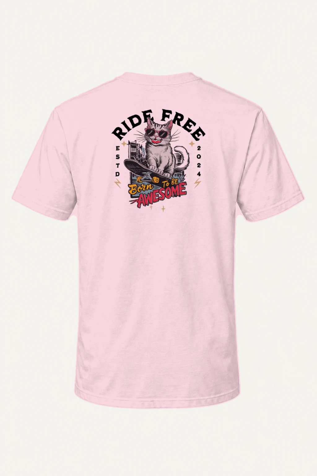 "Ride Free Cat" Heavyweight Unisex Crewneck T-shirt | Gildan 5000