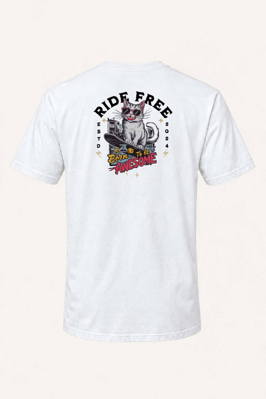 "Ride Free Cat" Heavyweight Unisex Crewneck T-shirt | Gildan 5000