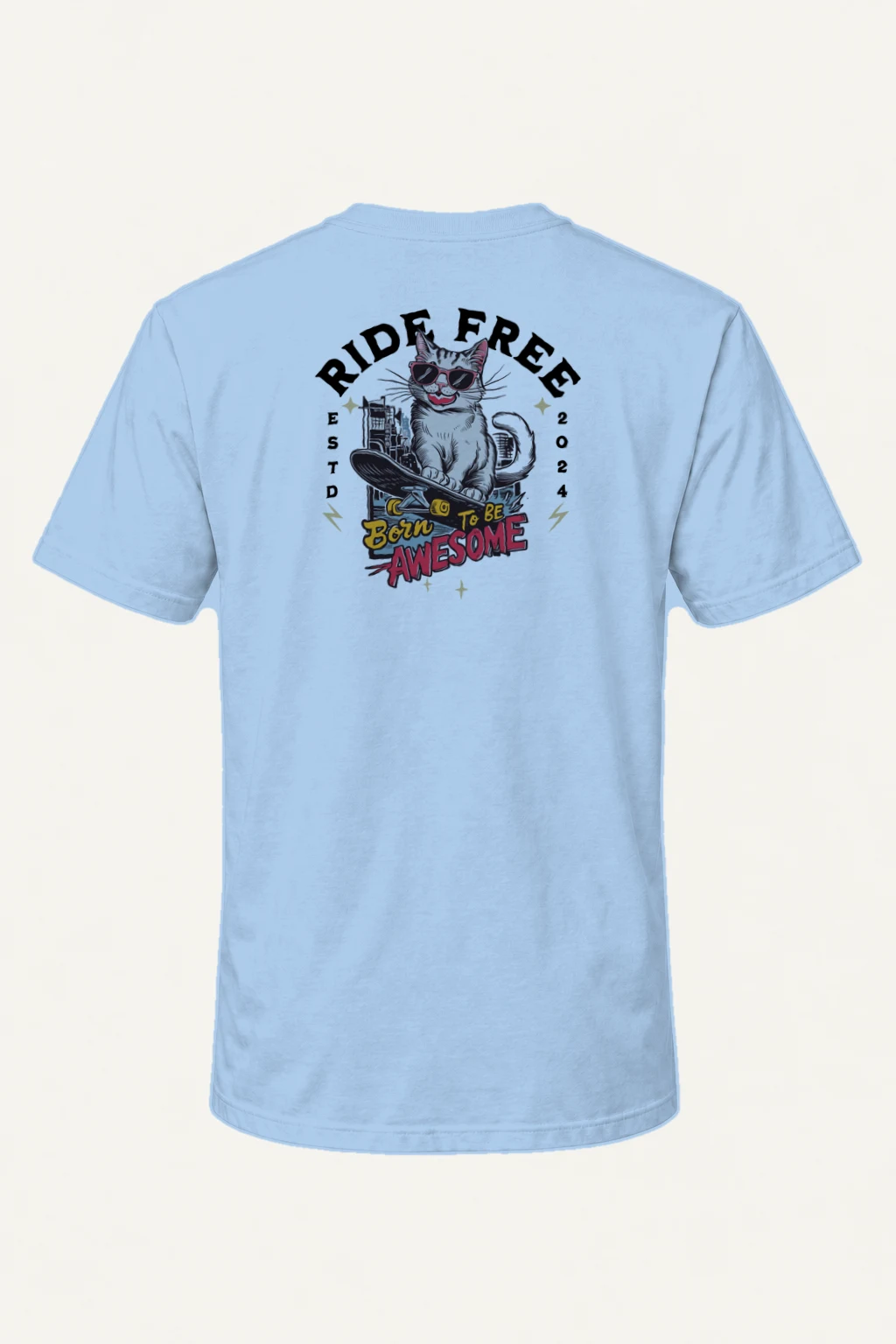 "Ride Free Cat" Heavyweight Unisex Crewneck T-shirt | Gildan 5000