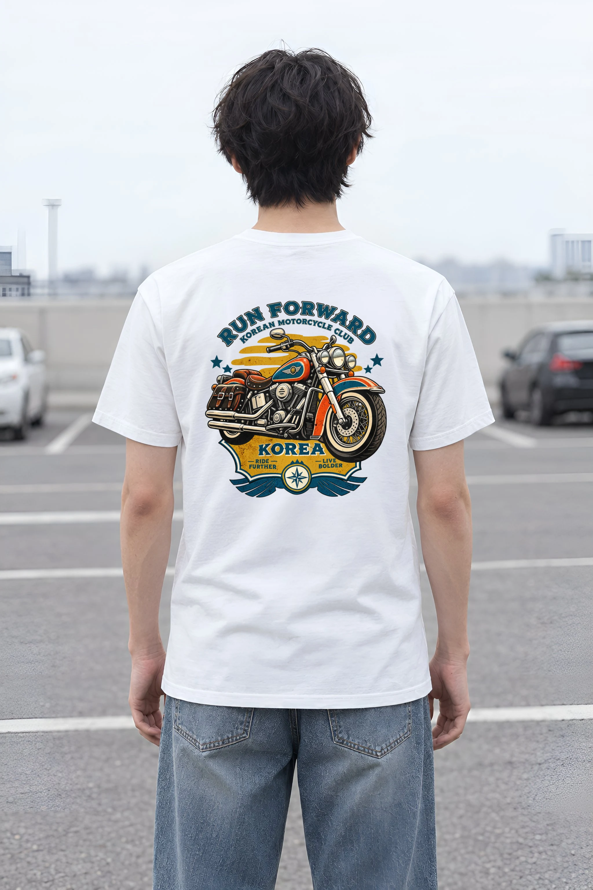 "Ride Further Live Bolder" Heavyweight Unisex Crewneck T-shirt