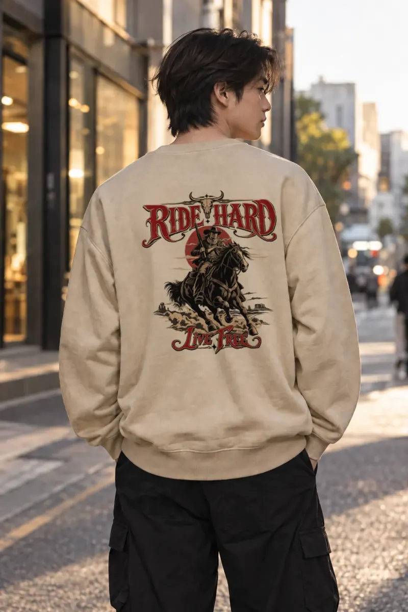 "Ride Hard Live Free" Heavy Blend Unisex Crewneck Sweatshirt | Gildan 18000