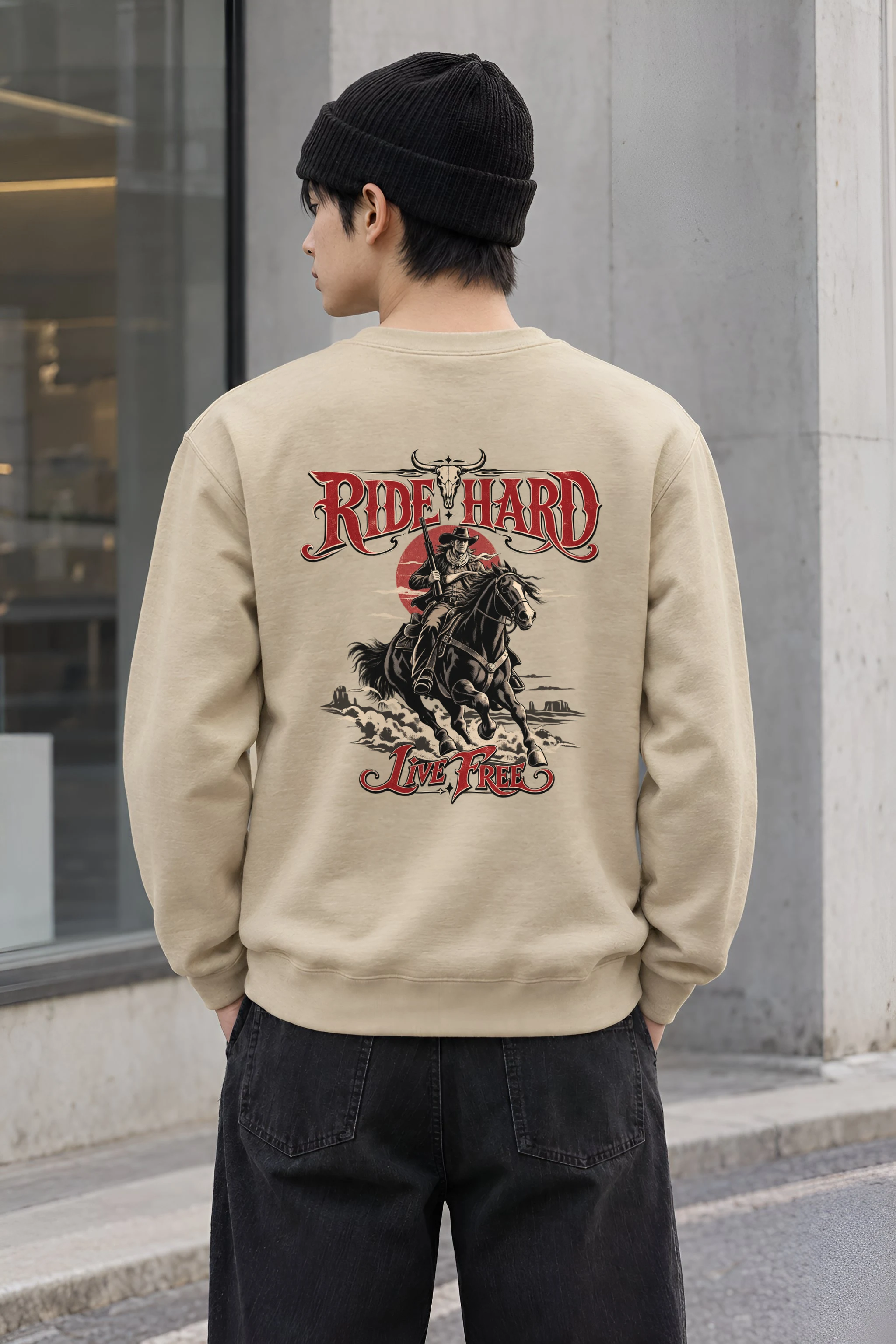 "Ride Hard Live Free" Heavy Blend Unisex Crewneck Sweatshirt
