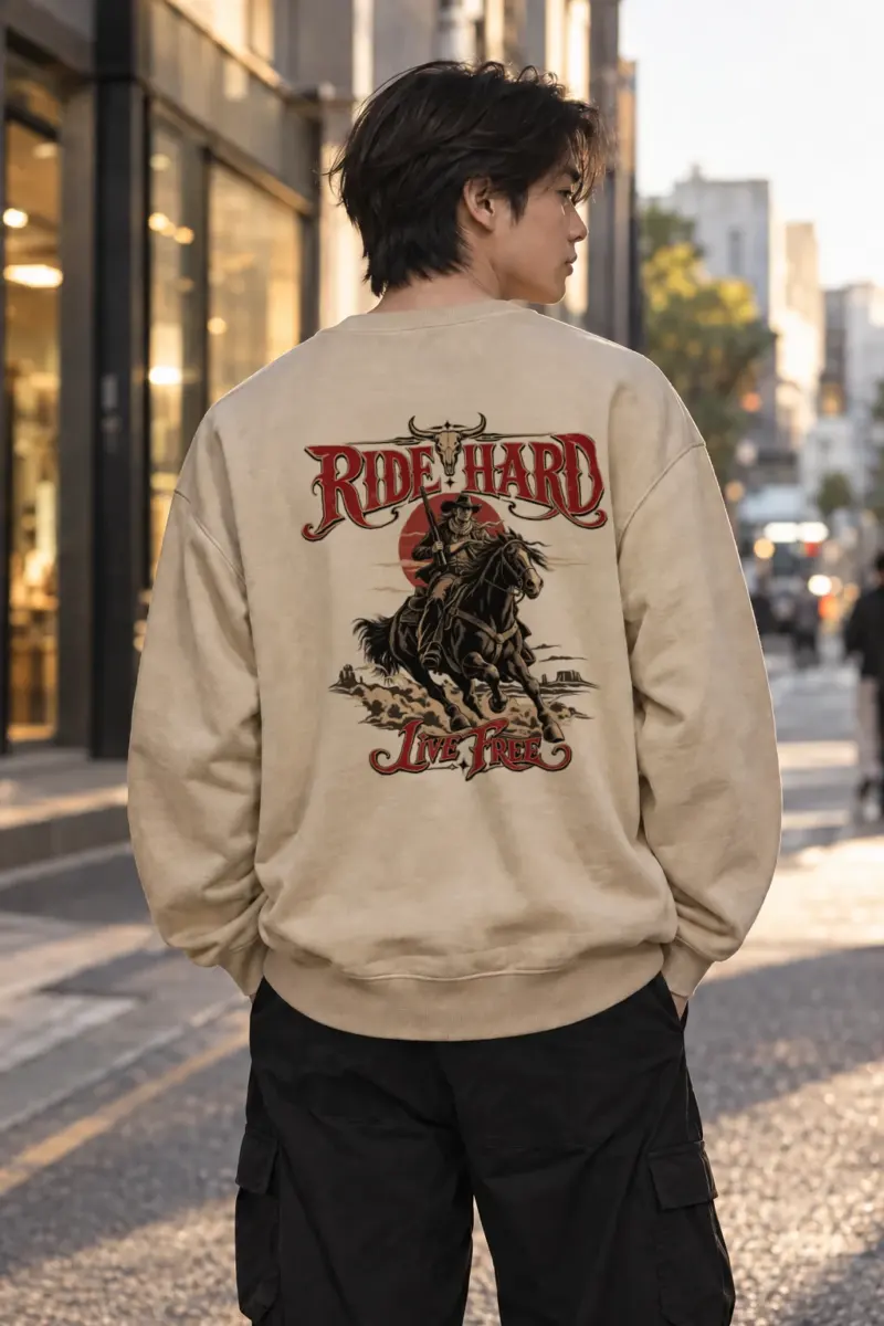 "Ride Hard Live Free" Heavy Blend Unisex Crewneck Sweatshirt | Gildan 18000