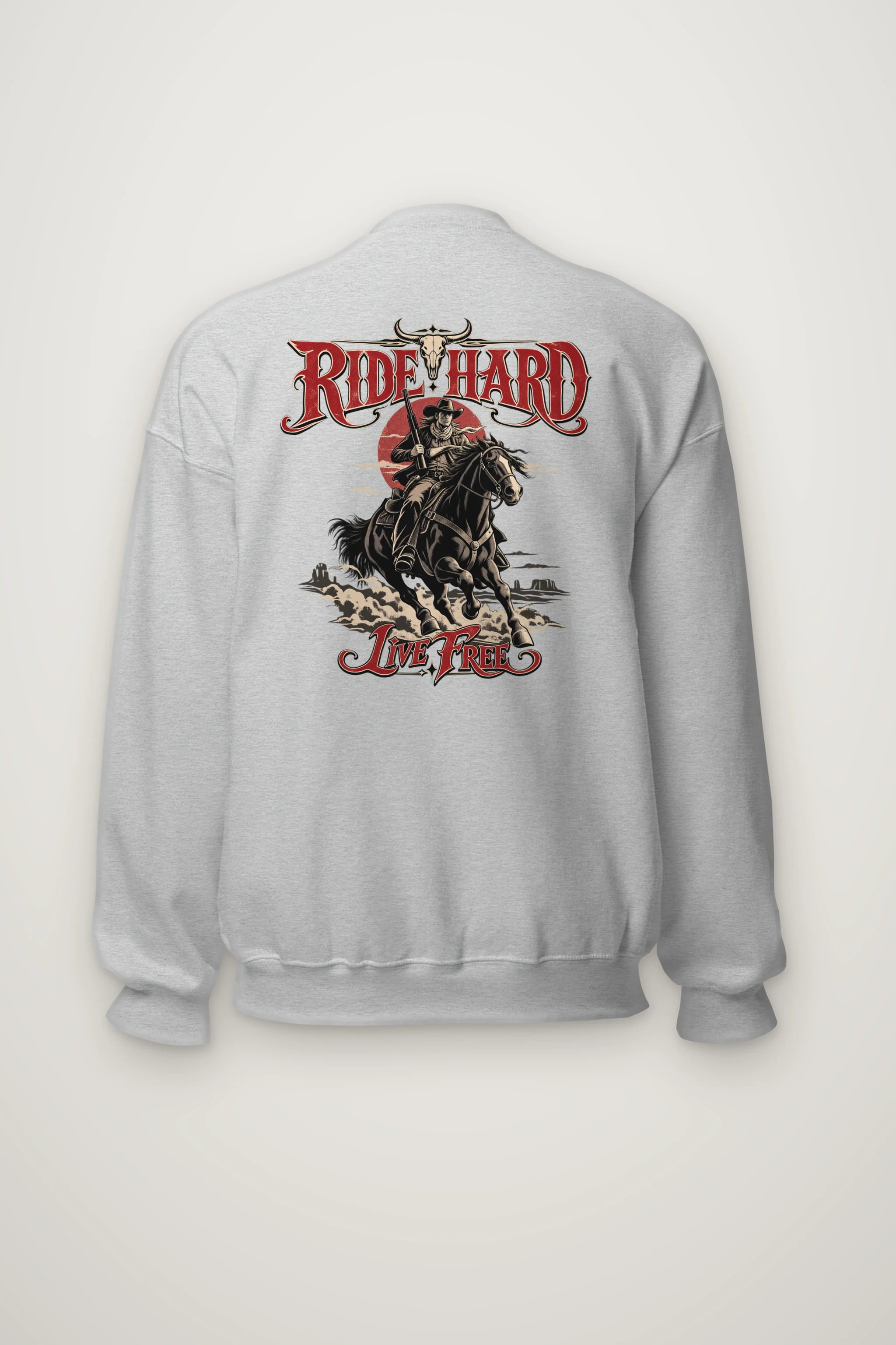 "Ride Hard Live Free" Heavy Blend Unisex Crewneck Sweatshirt
