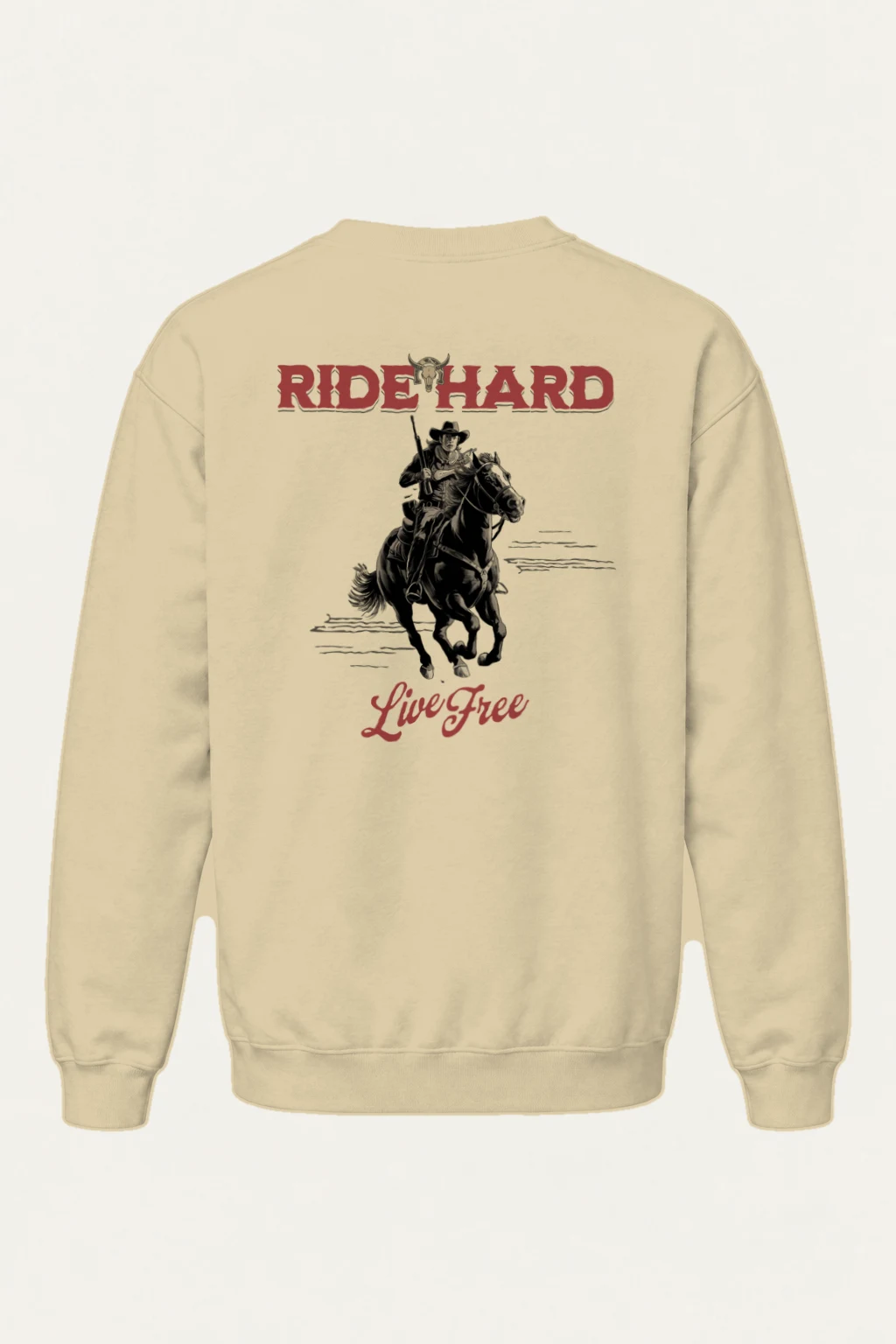 "Ride Hard Live Free" Heavy Blend Unisex Crewneck Sweatshirt | Gildan 18000