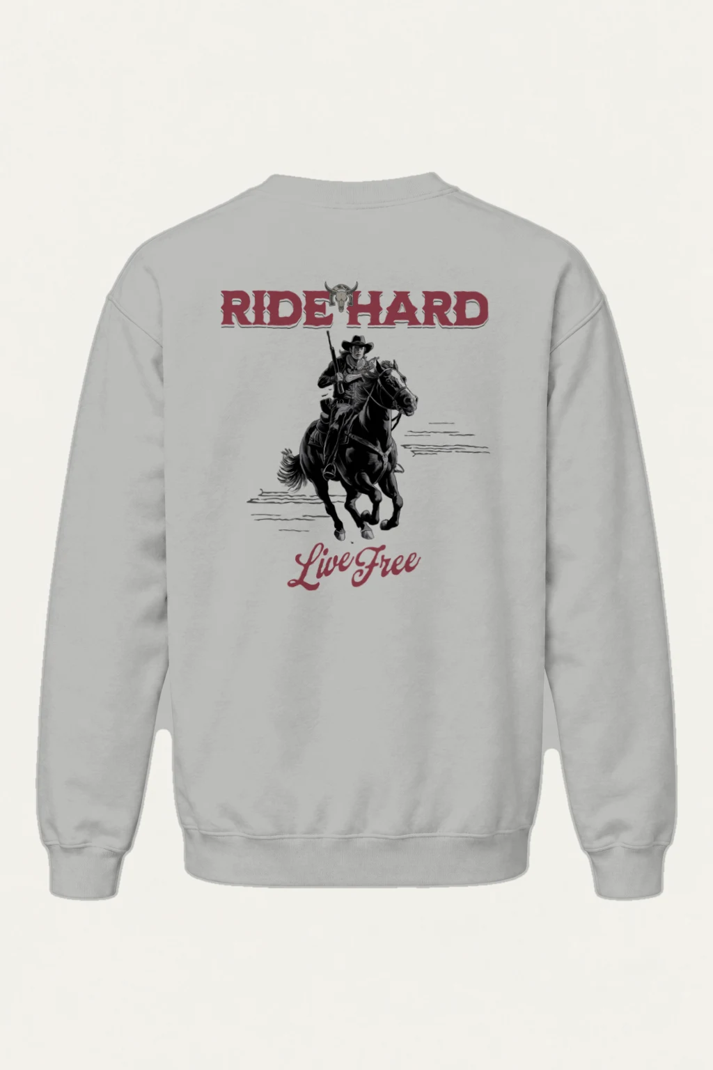 "Ride Hard Live Free" Heavy Blend Unisex Crewneck Sweatshirt | Gildan 18000