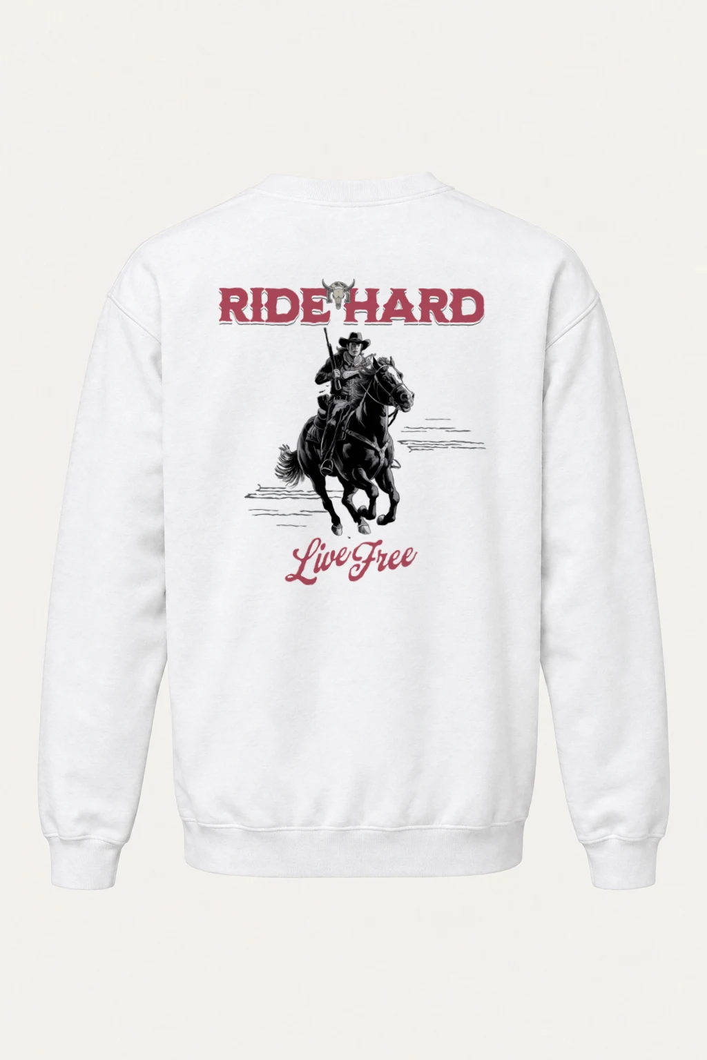 "Ride Hard Live Free" Heavy Blend Unisex Crewneck Sweatshirt | Gildan 18000