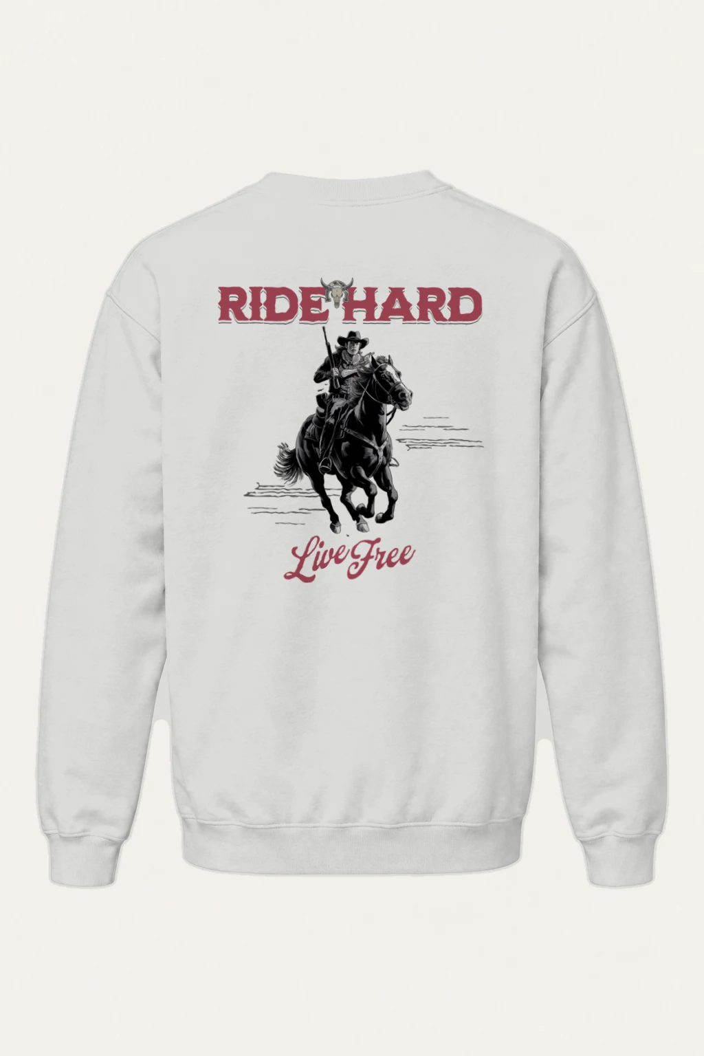 "Ride Hard Live Free" Heavy Blend Unisex Crewneck Sweatshirt | Gildan 18000