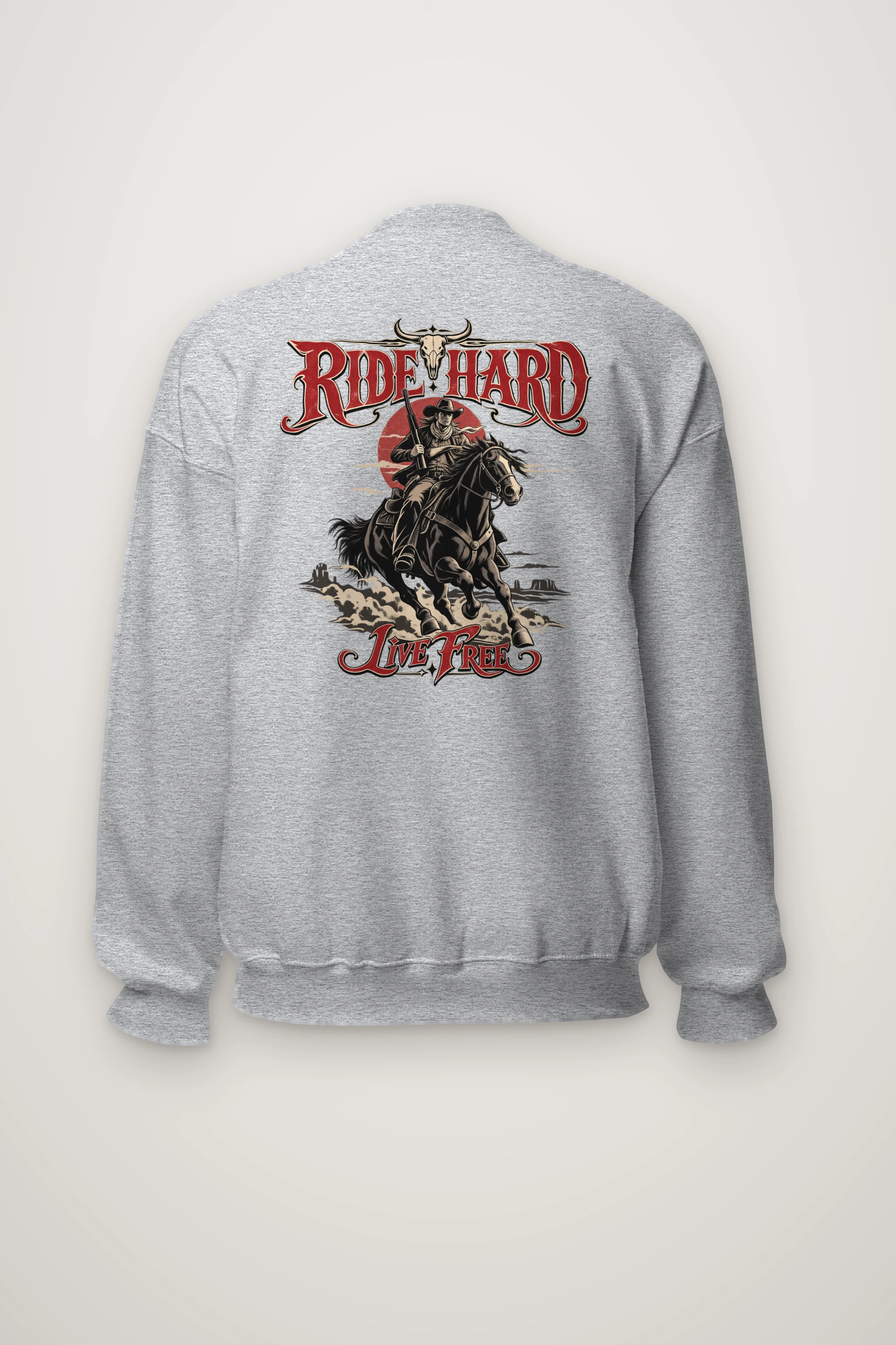 "Ride Hard Live Free" Heavy Blend Unisex Crewneck Sweatshirt