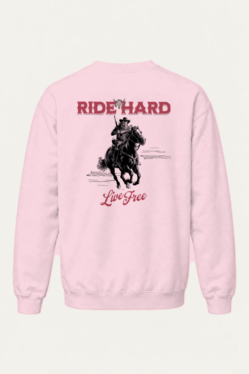 "Ride Hard Live Free" Heavy Blend Unisex Crewneck Sweatshirt | Gildan 18000
