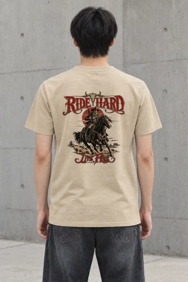 "Ride Hard Live Free" Heavyweight Unisex Crewneck T-shirt