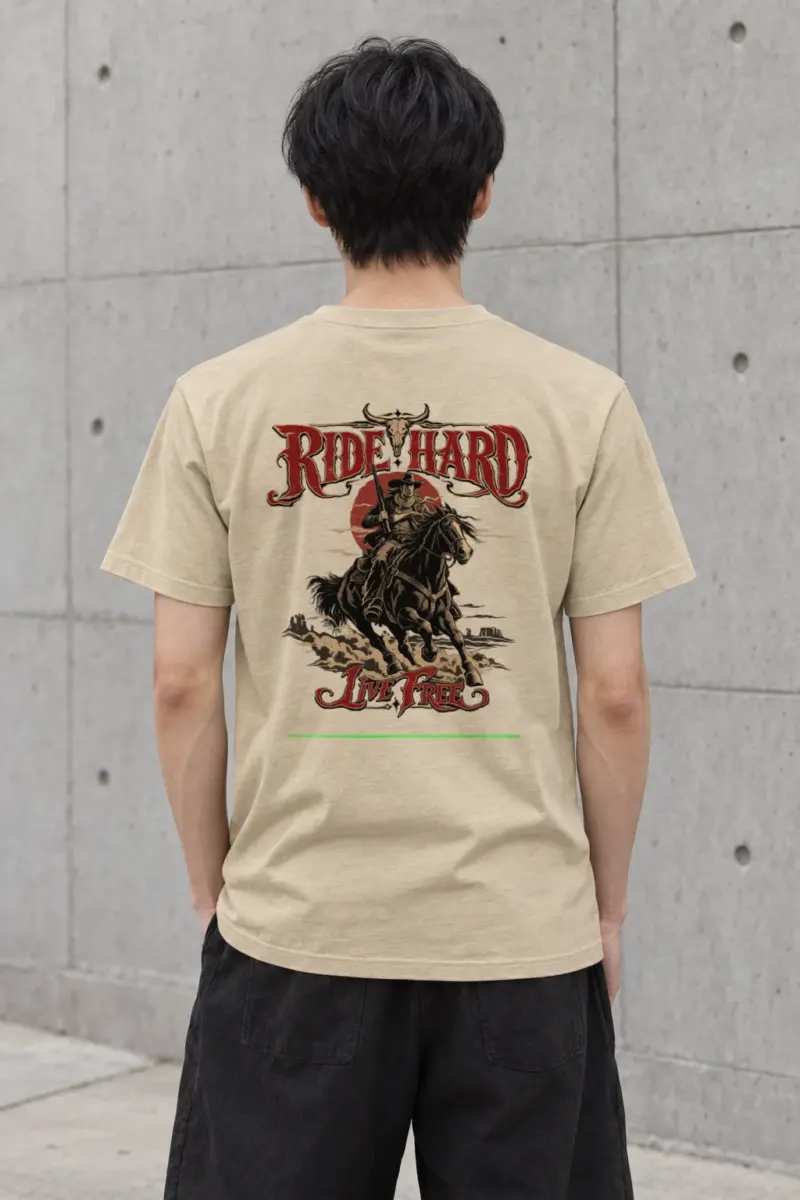 "Ride Hard Live Free" Heavyweight Unisex Crewneck T-shirt | Gildan 5000
