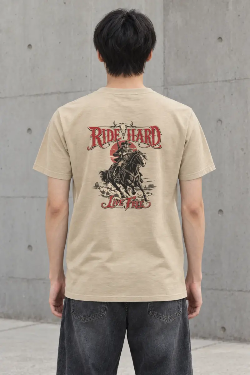 "Ride Hard Live Free" Heavyweight Unisex Crewneck T-shirt