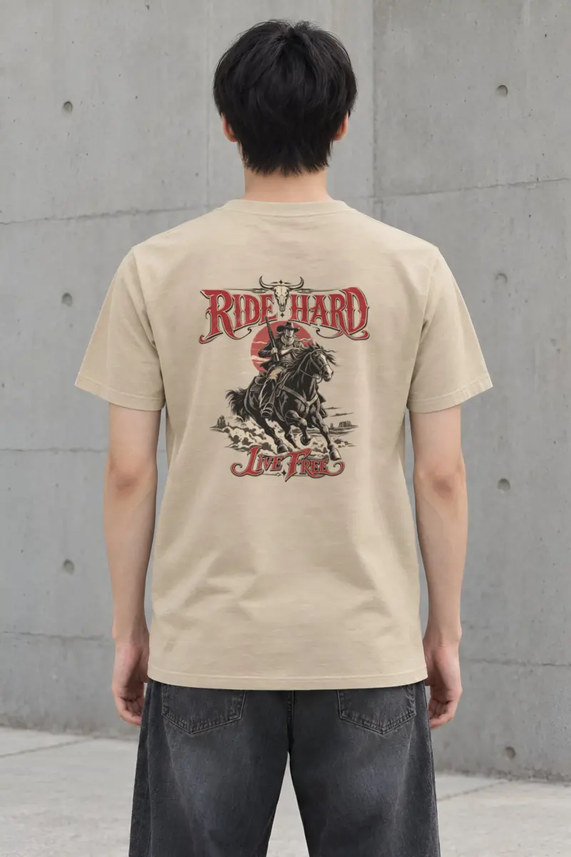 "Ride Hard Live Free" Heavyweight Unisex Crewneck T-shirt