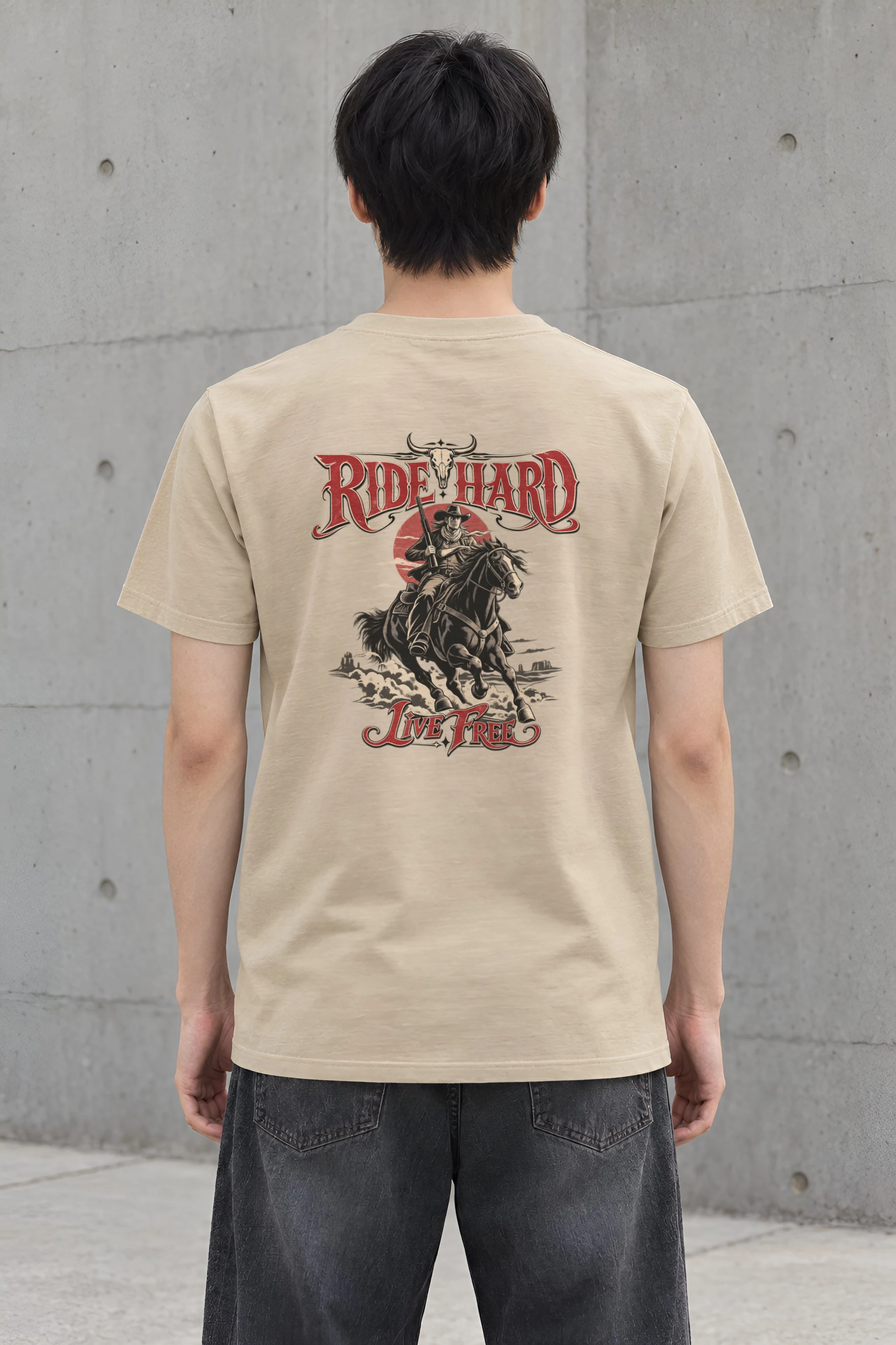 "Ride Hard Live Free" Heavyweight Unisex Crewneck T-shirt