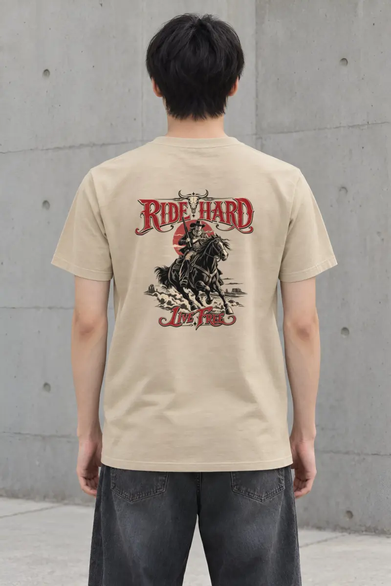 "Ride Hard Live Free" Heavyweight Unisex Crewneck T-shirt