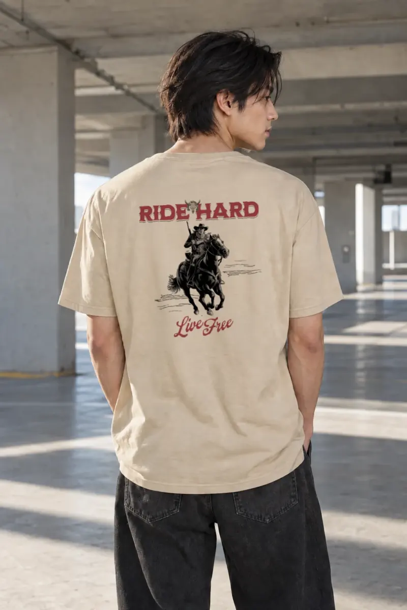 "Ride Hard Live Free" Heavyweight Unisex Crewneck T-shirt | Gildan 5000