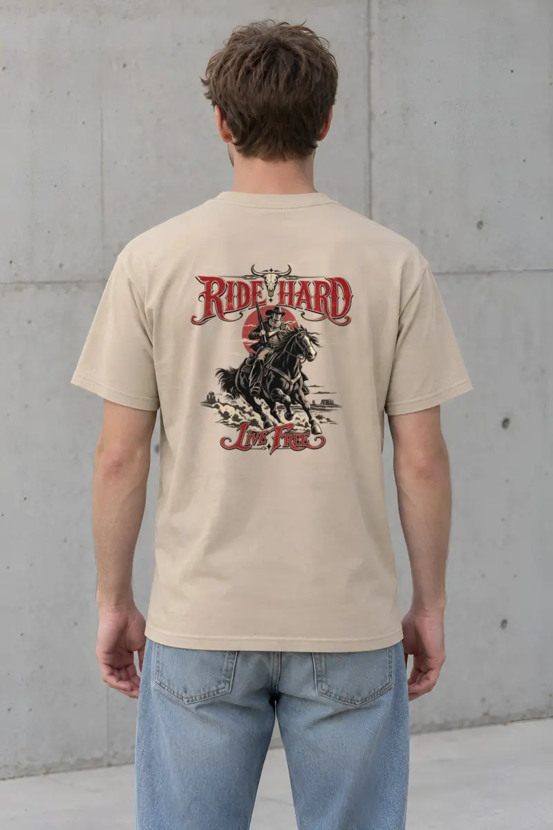 "Ride Hard Live Free" Heavyweight Unisex Crewneck T-shirt