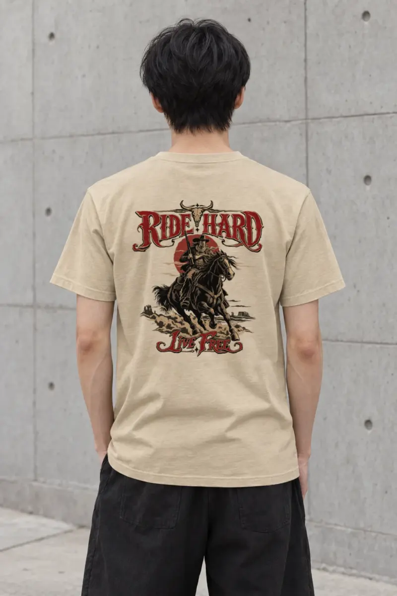 "Ride Hard Live Free" Heavyweight Unisex Crewneck T-shirt | Gildan 5000