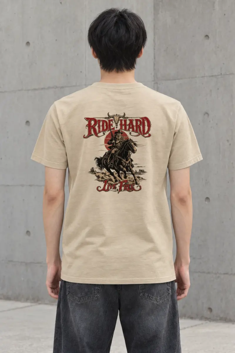 "Ride Hard Live Free" Heavyweight Unisex Crewneck T-shirt
