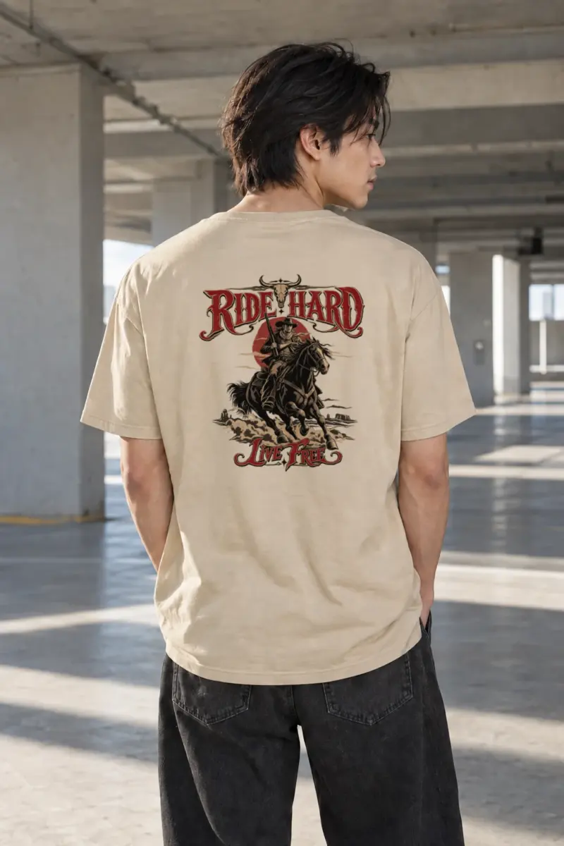 "Ride Hard Live Free" Heavyweight Unisex Crewneck T-shirt | Gildan 5000