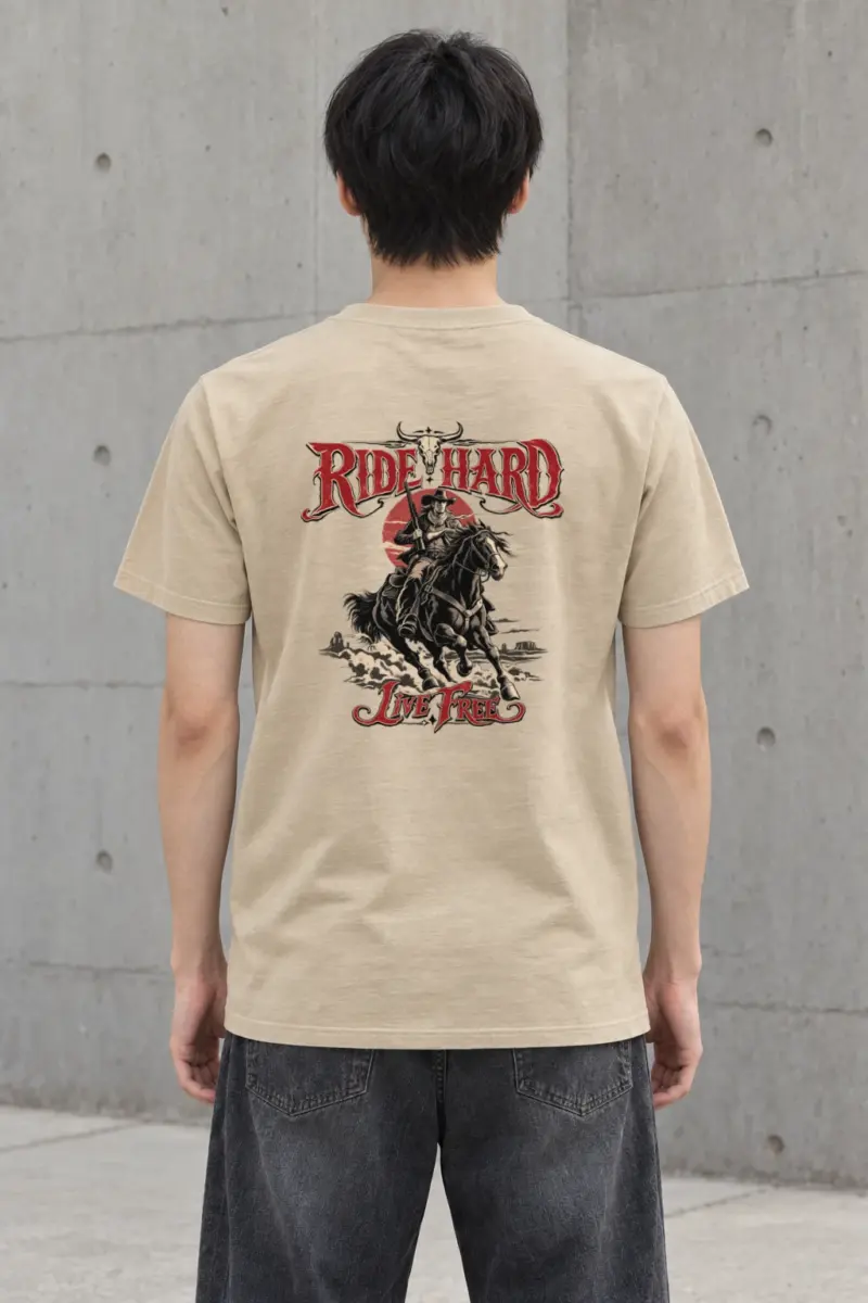 "Ride Hard Live Free" Heavyweight Unisex Crewneck T-shirt
