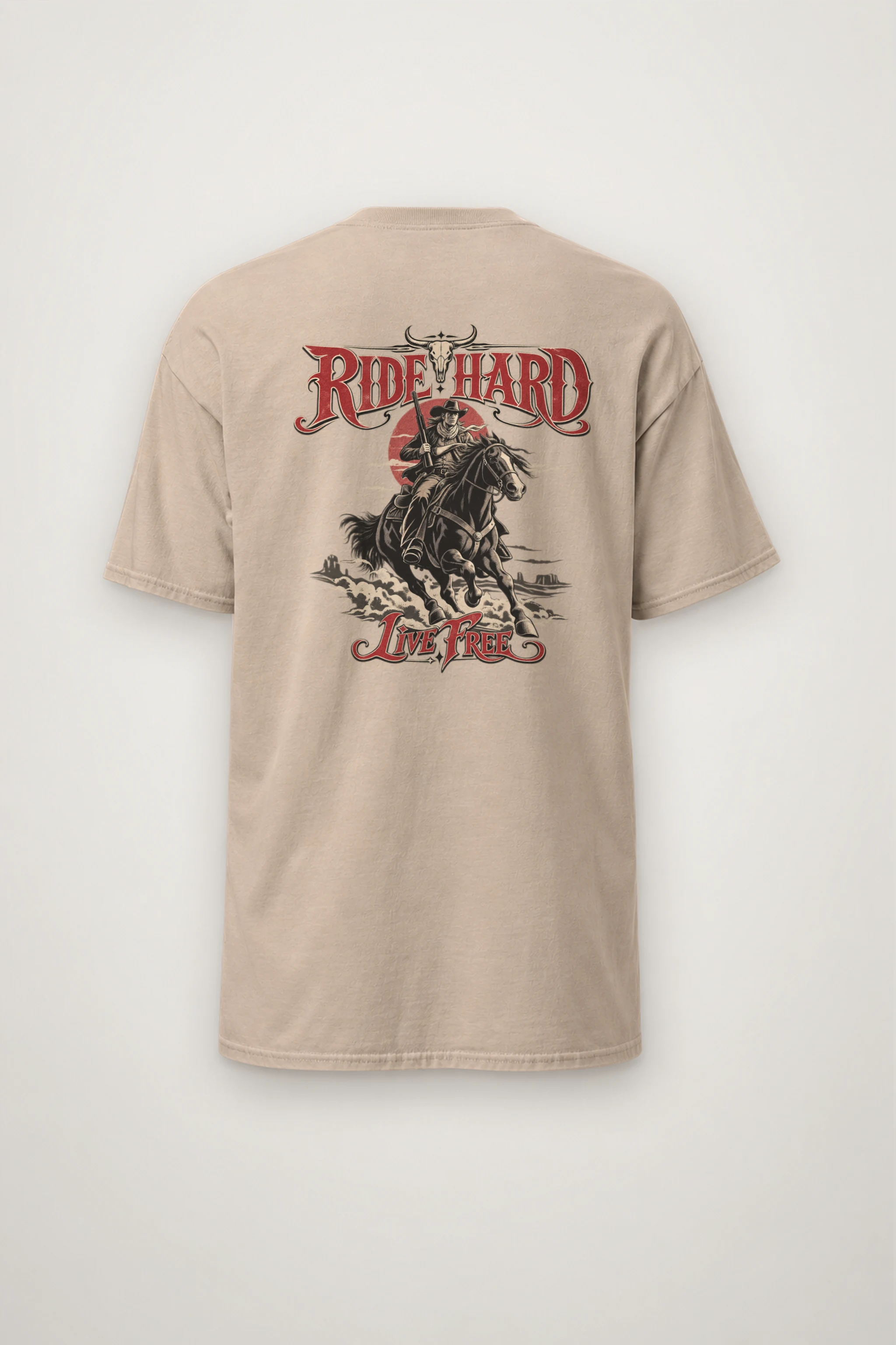 "Ride Hard Live Free" Heavyweight Unisex Crewneck T-shirt