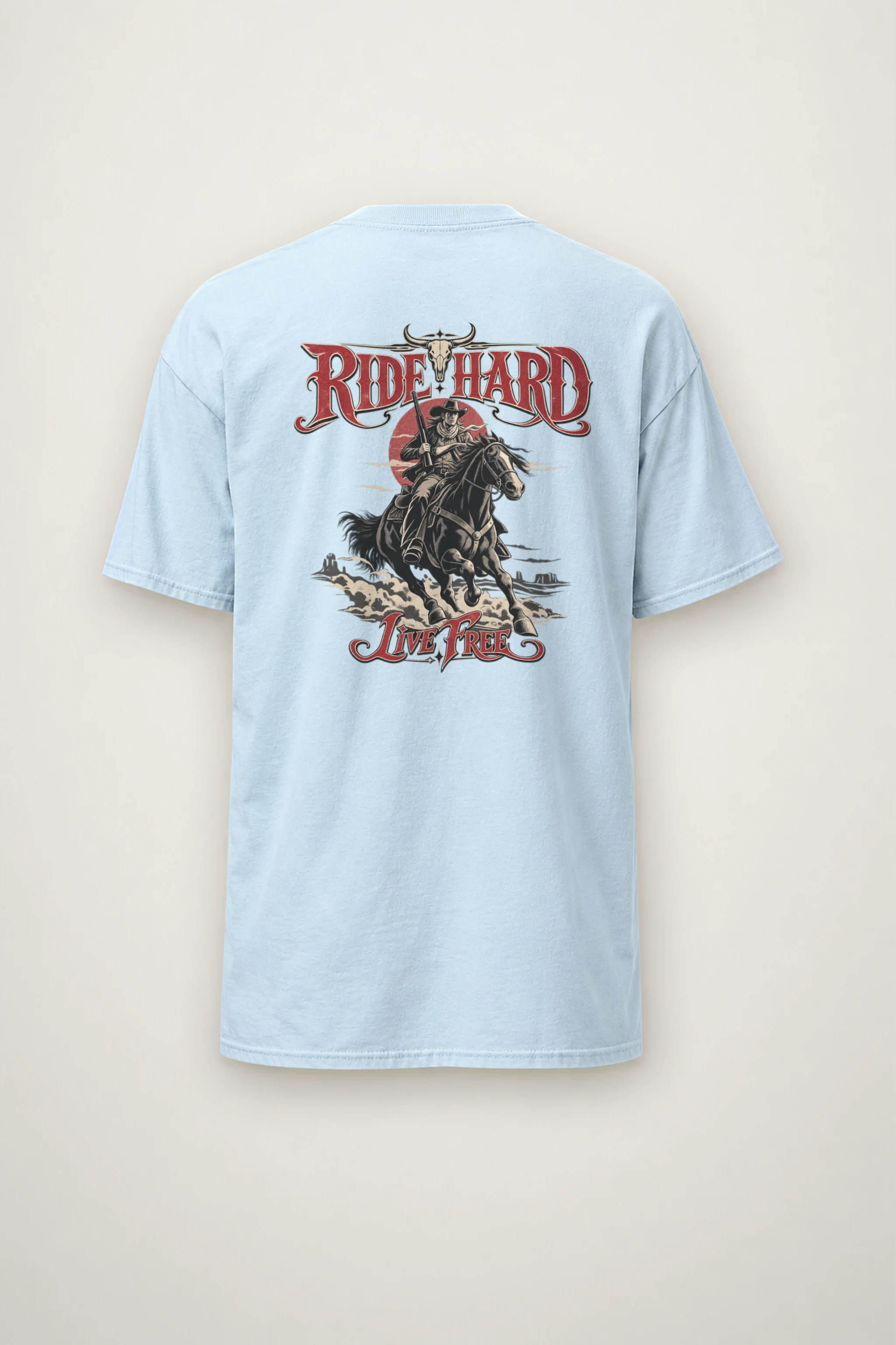 "Ride Hard Live Free" Heavyweight Unisex Crewneck T-shirt