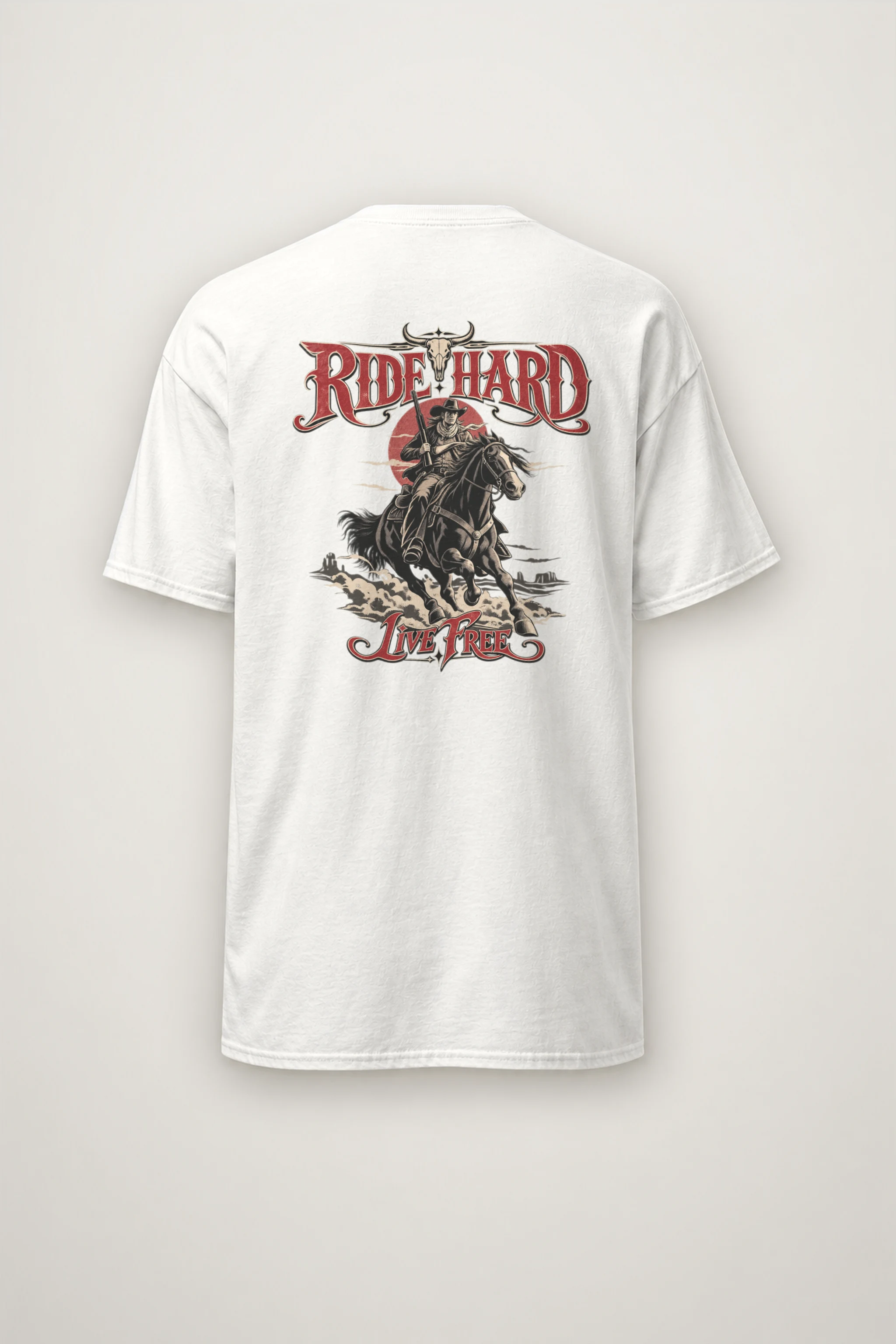 "Ride Hard Live Free" Heavyweight Unisex Crewneck T-shirt