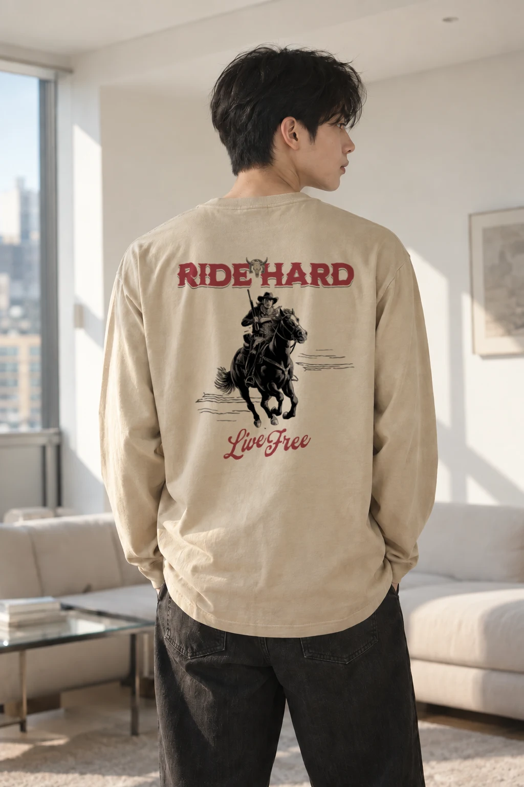 "Ride Hard Live Free" Unisex Longsleeve T-shirt | Gildan 2400