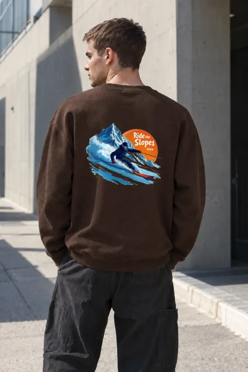 “Ride The Slopes” Heavy Blend Unisex Crewneck Sweatshirt | Gildan 18000