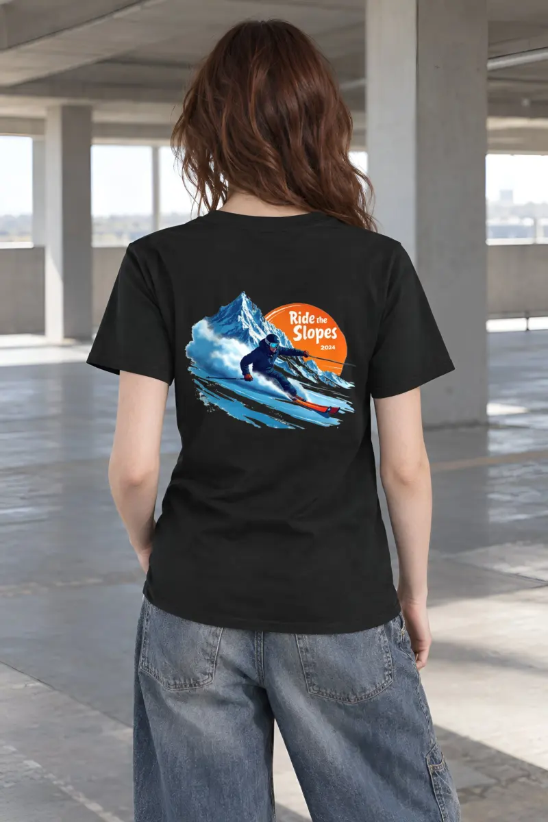 "Ride The Slopes" Heavyweight Unisex Crewneck T-shirt