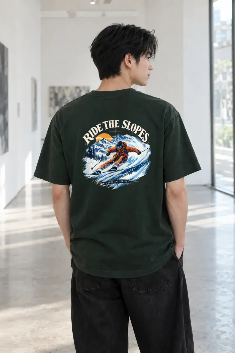 "Ride The Slopes" Heavyweight Unisex Crewneck T-shirt | Gildan 5000
