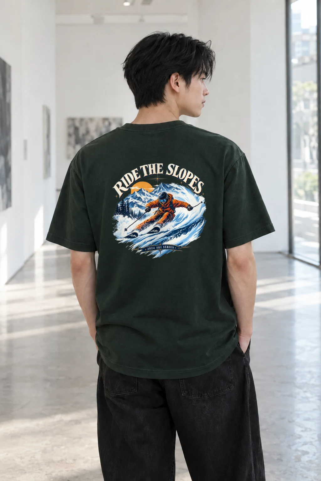 "Ride The Slopes" Heavyweight Unisex Crewneck T-shirt | Gildan 5000