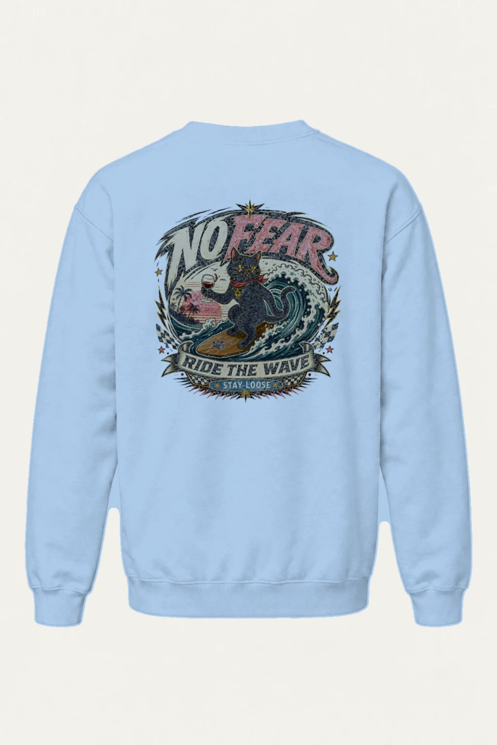 "Ride The Wave" Heavy Blend Unisex Crewneck Sweatshirt | Gildan 18000