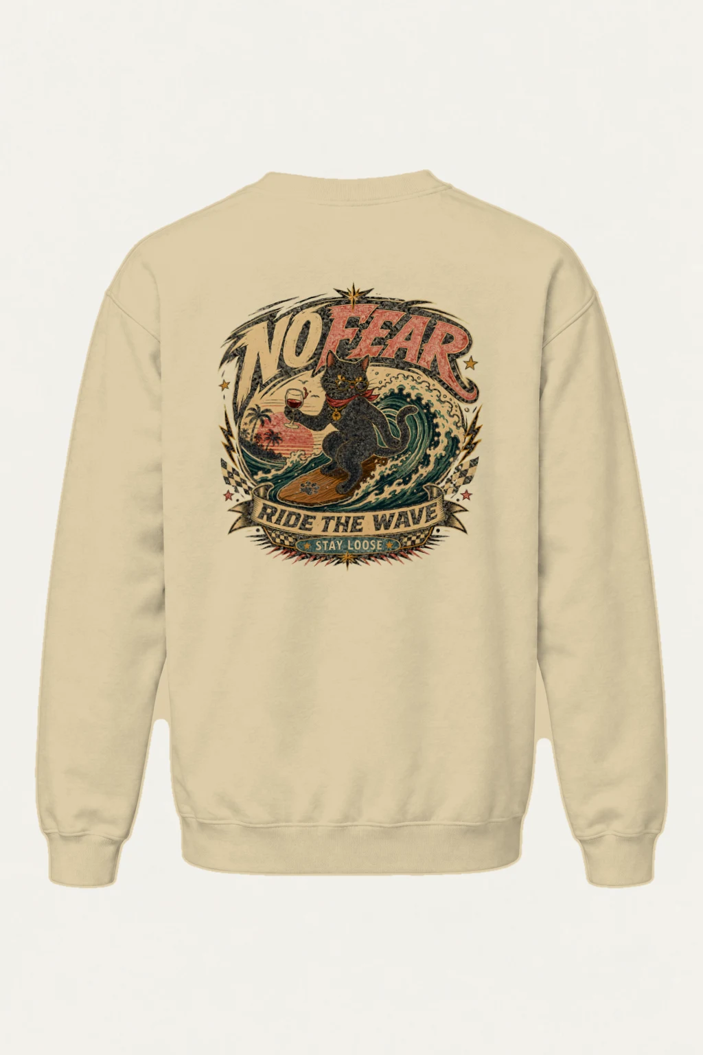 "Ride The Wave" Heavy Blend Unisex Crewneck Sweatshirt | Gildan 18000