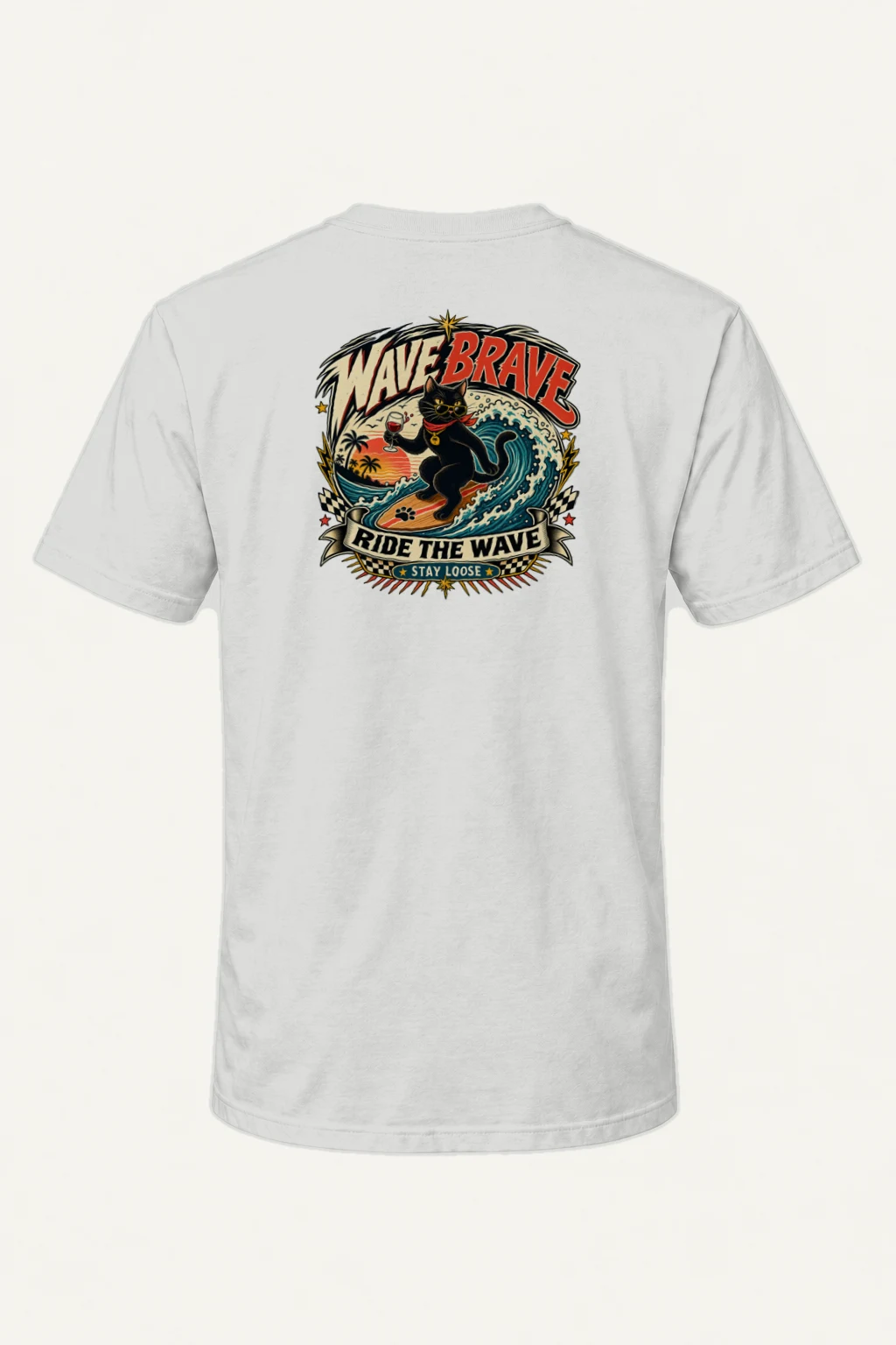 "Ride The Wave" Heavyweight Unisex Crewneck T-shirt | Gildan 5000