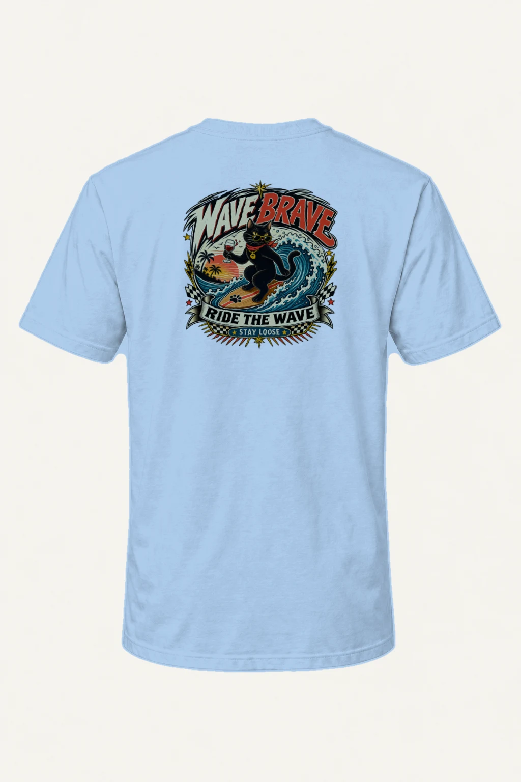 "Ride The Wave" Heavyweight Unisex Crewneck T-shirt | Gildan 5000