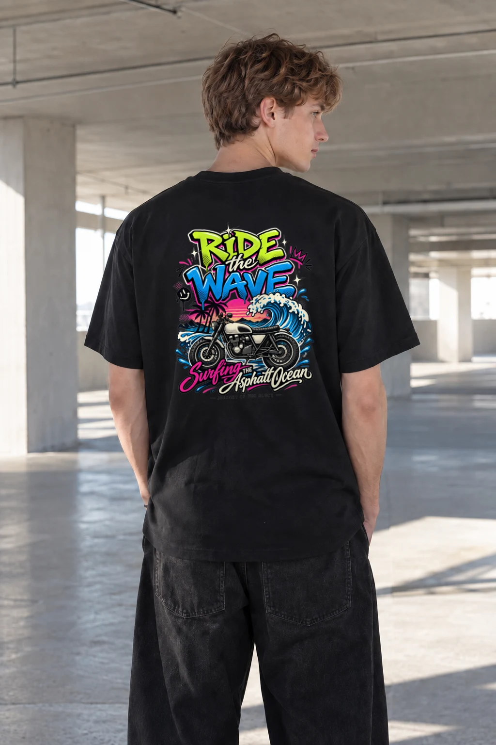 "Ride The Wave" Heavyweight Unisex Crewneck T-shirt | Gildan 5000